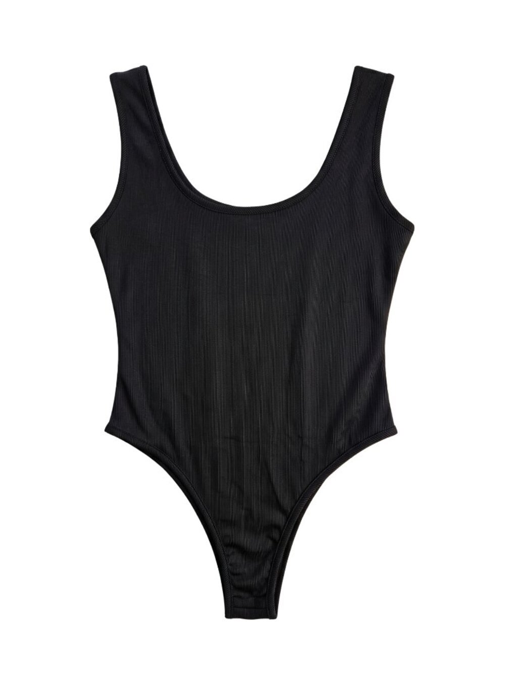 NWOT | Black Ribbed Scoop Neck Sleeveless Bodysuit Large